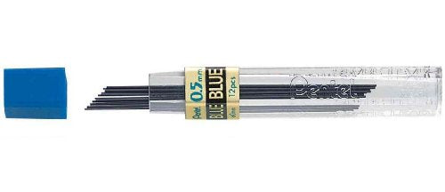 Pentel Coloured Leads, 0.5mm, Grade HB, Blue Colour, 1 Pack of 12 Leads (12 Leads per Tube) - color: Blue
