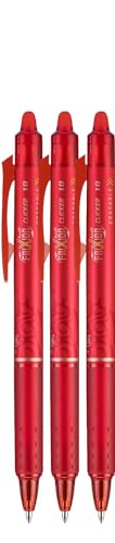 FriXion Clicker Retractable Erasable Gel Pen, Red, Bold Point, 3-pk; Bundle with Plastic Reusable Pouch - color: Red, size: 1 Count (Pack of 3)
