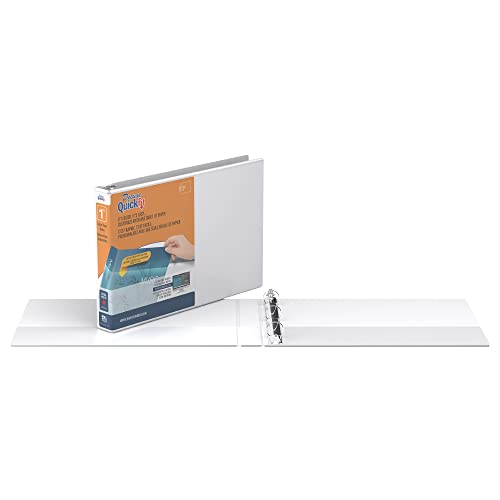QuickFit Landscape 3 Ring Binder, Heavy-Duty Round-Ring Binder, 8 1/2" x 11" x 1", Pack of 4, White - size: 1 Inch, style: 4 Pack