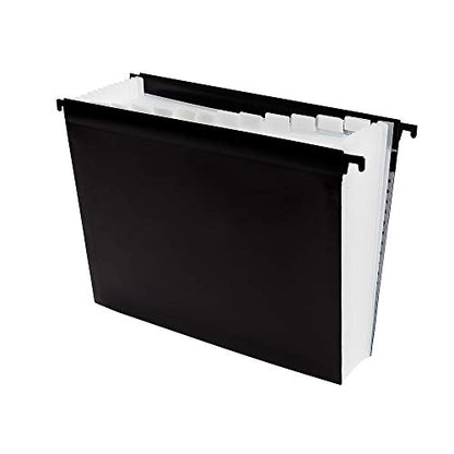 Staples Poly Expanding Hanging File Folder, 12‑Pocket Letter‑Size Accordion File with Jan–Dec Index, Durable Poly Construction, Black