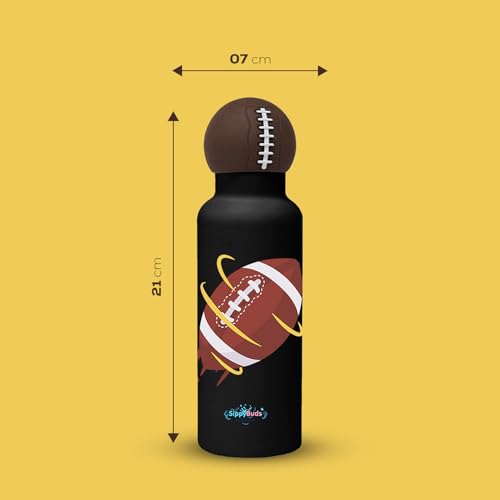 Game Time Football Water Bottle - Insulated Water bottle with Football Design for Enthusiasts – Stainless Steel Water Bottle with Leak Proof Design - 16oz - color: Football Bottle