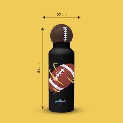 Game Time Football Water Bottle - Insulated Water bottle with Football Design for Enthusiasts – Stainless Steel Water Bottle with Leak Proof Design - 16oz - color: Football Bottle