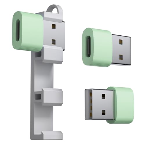 TIANSONG USB to USB C Adapter,3Pack USBC Female to USB A Male with Convenient Carrier, Type C Converter for iPhone 17/16/15/14/13/12, iPad, iWatch, AirPods,Galaxy S25/S24 (Green) - color: Green