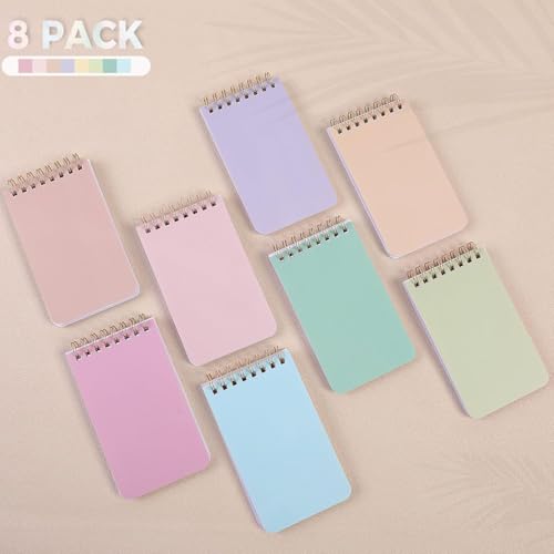 SKYDUE Small Notebooks, Cute 3x5 Pocket Notepads, Mini Spiral Notebook with Lined Pages Nursing School Essentials, School Office Supplies Set Of 8 - color: Pastel Color