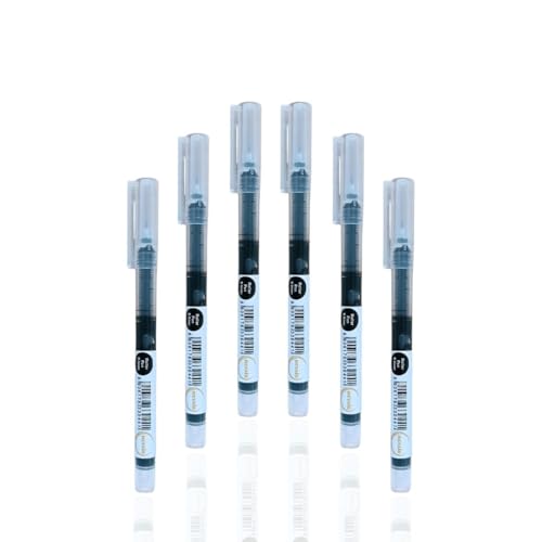 Black Gel Pens Pack of 6 – 0.6mm Medium Point Fine Tip, Smooth Writing, Quick Dry No Smear Black Ink Pens for School, Office, Home - color: Black