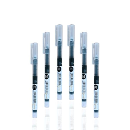 Black Gel Pens Pack of 6 – 0.6mm Medium Point Fine Tip, Smooth Writing, Quick Dry No Smear Black Ink Pens for School, Office, Home - color: Black
