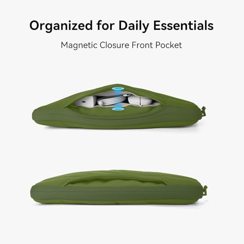 Omnpak Laptop Sleeve for 13 inch MacBook Air/Pro M5-M1 & Neo A18 Pro | with Pocket and Handle,Protective Quilted Puffy Case,Water Resistant Carrying Bag for 13-14" MacBook Air/Pro/Neo - color: Green
