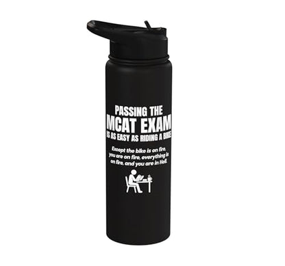 MCAT exam funny pre medical student Stainless Steel Insulated Water Bottle - color: Black