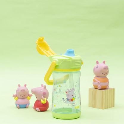 Zak Designs Peppa Pig Beacon Kid Water Bottle for Travel or At Home, 12oz Plastic is Durable and Leak-Proof with Liquid Lock Spout, Cover, Carry Handle, Protective Base (Peppa, George) - color: Peppa Pig