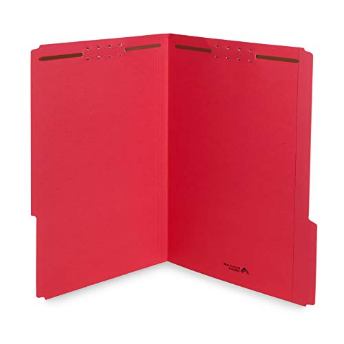 Blue Summit Supplies 50 Fastener File Folders, Legal, Heavy Duty, Red | Heavy-duty 14pt, reinforced 1/3 top tab, legal size, embedded fasteners, for legal, medical, and office records - color: Red