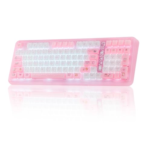 KiiBoom Phantom98 Lite 96% Wireless Mechanical Gaming Keyboard, VIA Programmable, Creamy Keyboard with Gasket, 8000mAh Battery, Hot Swap, RGB Backlits, NKRO for Win/Mac (Pink, Mochi Switch) - color: Pink, size: Mochi Switch
