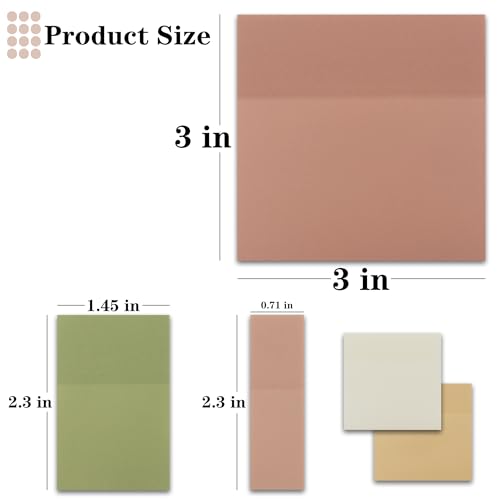 YOUDEFUL Transparent Sticky Notes, 3"x3" Clear Sticky Notes, Waterproof Translucent Sticky Note Pads for Books Annotation, Clear Post it Notes for Bible Study, School, Office - size: Square Brown