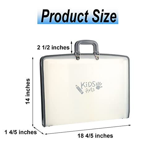 Acocony 11x17 Art Portfolio-Accordian File Organizer with 13 Pockets | 11x17 portfolio folder for artwork with Handle and Zipper Closure, Frosted Translucent,Waterproof Pack of 1