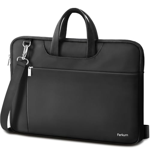 Ferkurn Laptop Case Bag Women Men Computer Sleeve with Shoulder Compatible with HP/Inspiron/Thinkpad/Vivobook/MSI/Surface, 17.3 inch, Black - color: Elegant Black, size: 17.3 inch