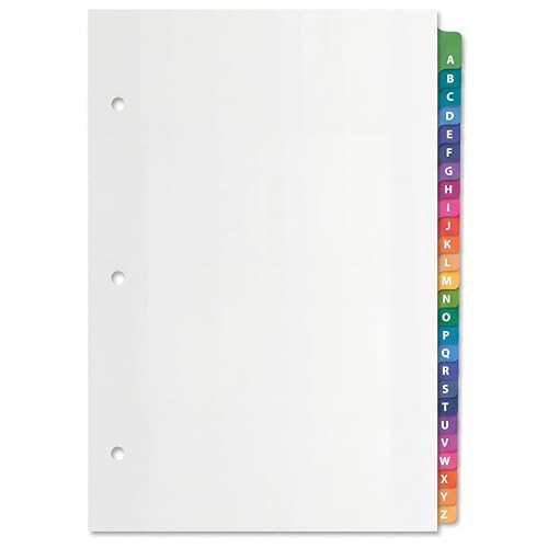 Sayglossy 1 Set A to Z Tab Alphabet Dividers for 3 Ring Binder 5 1/2 x 8 1/2 Inch Binder Dividers Customizable Table of Contents Page with A to Z Tabs for Student Teacher Office Organize (Multicolor) - color: Multicolor