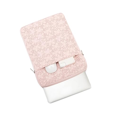 Kinmac 360° Protective Vertical Laptop Sleeve Case Cover Bag (Pink Floweret PU, 12.5 inch-13.3 inch) - color: Pink Floweret PU, size: 12.5 inch-13.3 inch