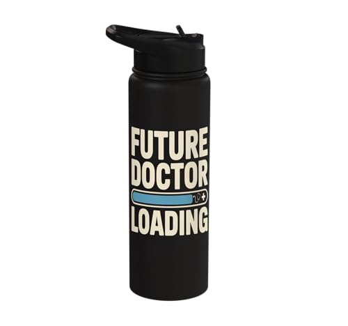 Future Doctor Loading Med Student Progress Bar Stainless Steel Insulated Water Bottle - color: Black
