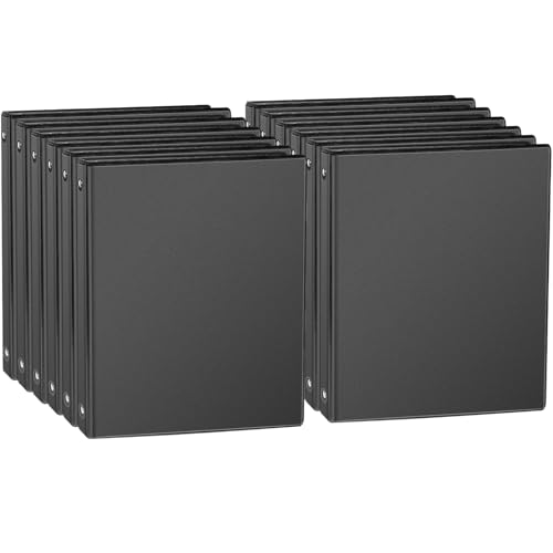 CIXILDTS 1-inch Round Ring Binder, Standard 3 Ring Binder Fit Letter Size Paper, Presentation View Binders, Black,12-Pack - color: Black, size: 1", style: 12-Pack