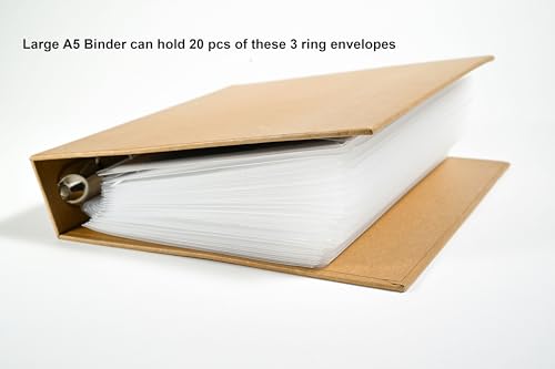 Plastic 3 Ring Binder Pockets Clear Pouches for 5.5’’ x 8.5’’ Paper Folder Organizer Hook Loop Closure 20 Pack - color: 20 Pack