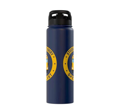 Student Delivery Specialist School Bus Driver Stainless Steel Insulated Water Bottle - color: Navy Blue