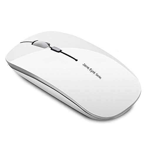 Uciefy Q5 Slim Rechargeable Wireless Mouse, 2.4G Portable Optical Silent Ultra Thin Wireless Computer Mouse with USB Receiver and Type C Adapter, Compatible with PC, Laptop, Notebook, Desktop White - color: White