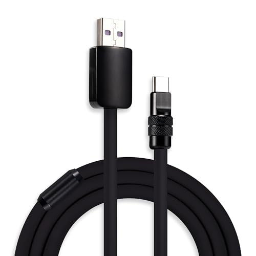chubbycable Black Chubby Black Samurai Edition 120W USB C Cable Fast Charging Cable Durable Silicone Charger Cord Compatible with iPhone 17-15 Series iPad MacBook Airpods, USB A to Type C, 0.82FT - color: Matte Buckle Black, size: 0.82ft(0.25m), style: US