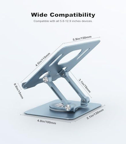 Orlian Tablet Stand Adjustable with 360° Swivel Base Aluminum Tablet Stand Holder for iPad/Samsung/iPad Pro Air Mini/Galaxy/Switch, Blue - color: Blue