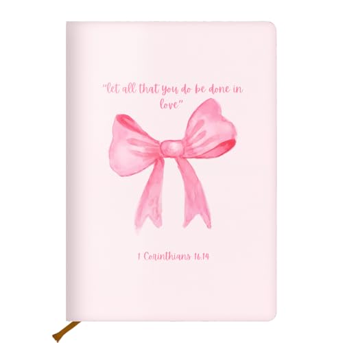 Pink Bow Bible Hard Shell Journal Notebook, Bible Notebooks for Note Taking, College Ruled Notebook, Inspirational Hardcover Notebooks, Journals for Writing Note Taking 200 Sheets (5.8 x 8.3)-2 - color: Multi 1567