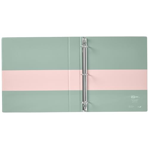 Avery Two-Tone Durable View 3 Ring Binder, 1.5 Inch Slant Rings, Blush/Sage Binder (17234) - color: Blush/Sage, size: 1.5"