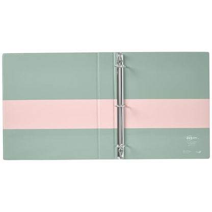 Avery Two-Tone Durable View 3 Ring Binder, 1.5 Inch Slant Rings, Blush/Sage Binder (17234) - color: Blush/Sage, size: 1.5"