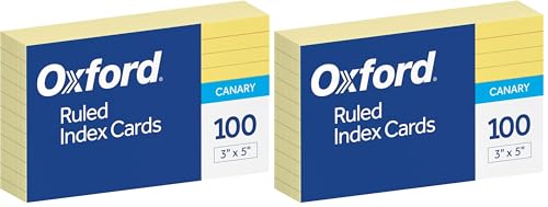 Oxford Ruled Color Index Cards, 3" x 5", Canary, (7321 CAN) 100 Count(Pack of 2) - size: 100 Count (Pack of 2)