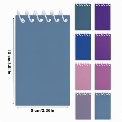 8 Pack Blue Purple Tone Spiral Notebooks, Mini Pocket Notepads, Solid Color Aesthetic Notebooks for School, Office, Journaling, Gifts