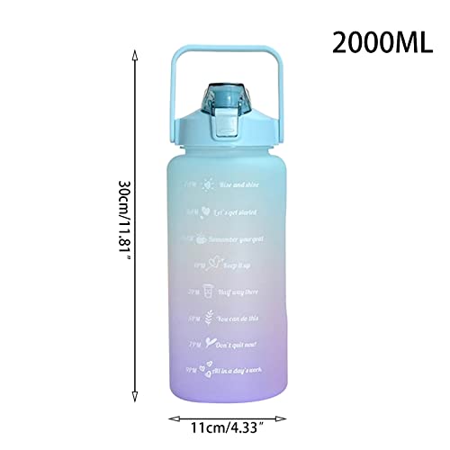 ASkinds 64oz Large Capacity Sports Water Bottles with Straw, Motivational Water Bottle with Time Marker & Bouncing Straw for Men Women Student to Office Gym Workout Travel Long Distance(2000ml)