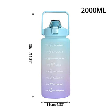 ASkinds 64oz Large Capacity Sports Water Bottles with Straw, Motivational Water Bottle with Time Marker & Bouncing Straw for Men Women Student to Office Gym Workout Travel Long Distance(2000ml)