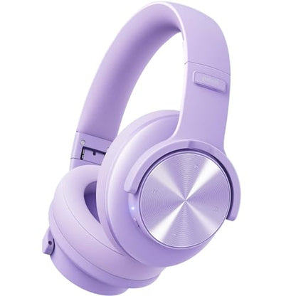 Picun B8 Headphones Wireless Bluetooth, 120H Bluetooth Headphone Over Ear with 3EQ Music Modes, Hands-Free Calls, Deep Bass Headphones for Travel Home Office Cellphone PC (Purple) - color: Purple