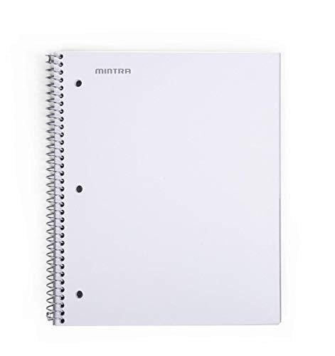 Mintra Office Durable Spiral Notebooks, 1 Subject, (White, Wide Ruled 12pk), 100 Sheets, Poly Pocket, Moisture Resistant Cover, School, Office, Business, Professional - color: White, size: Wide Ruled 12pk
