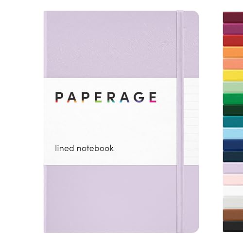 PAPERAGE Lined Journal Notebook, (Lavender), 160 Pages, Medium 5.6 in x 8 in - 100 GSM Thick Paper – Hardcover Journaling Notebook for Work, School & Note Taking - color: Lavender, style: A. Lined