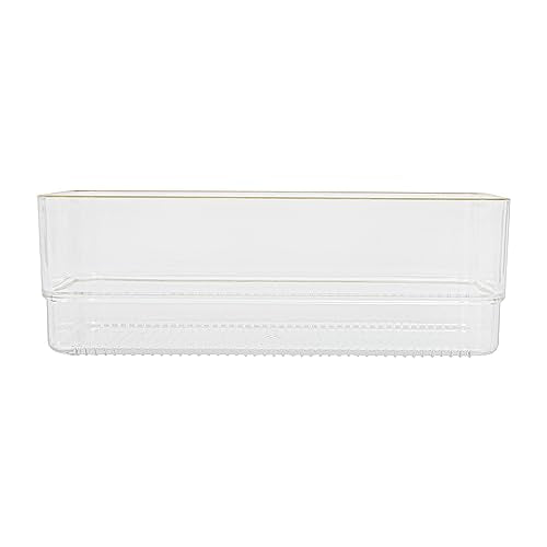 Martha Stewart Kerry Plastic Stackable Office Desk Drawer Organizers, 6" x 3", 6 Pack, with Gold Trim - size: 6" x 3"