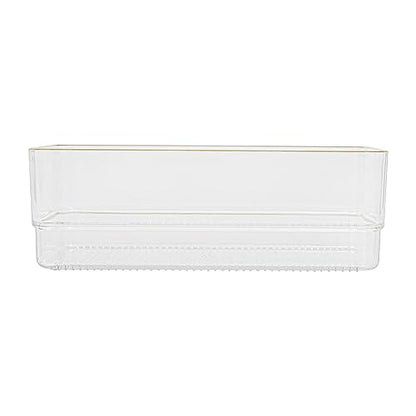Martha Stewart Kerry Plastic Stackable Office Desk Drawer Organizers, 6" x 3", 6 Pack, with Gold Trim - size: 6" x 3"