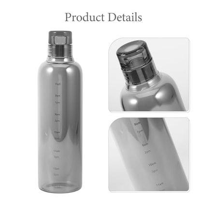 Portable Glass Water Bottle 500ml High-temperature Resistant with Time Marker, Gray Small Size Fitness Water Container for Students and Travel