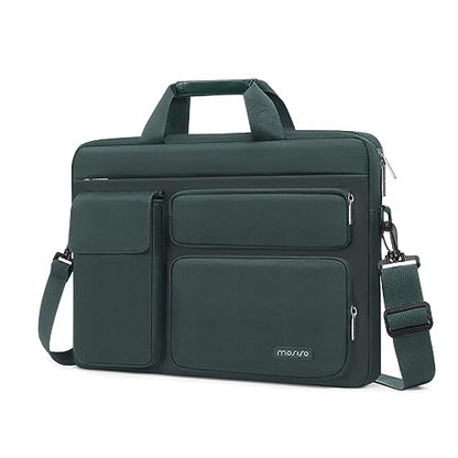MOSISO Laptop Shoulder Bag 15.6 inch, 15-15.6 inch Computer Bag | Compatible with MacBook Pro 16 inch, HP, Dell, Lenovo with 2 Raised&1 Flapover&1 Horizontal Pocket&Handle&Belt, Emerald Green - color: Emerald Green, size: 16 inch