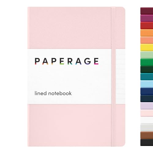 PAPERAGE Lined Journal Notebook, (Blush), 160 Pages, Medium 5.6 in x 8 in - 100 GSM Thick Paper – Hardcover Journaling Notebook for Work, School & Note Taking - color: Blush, style: A. Lined