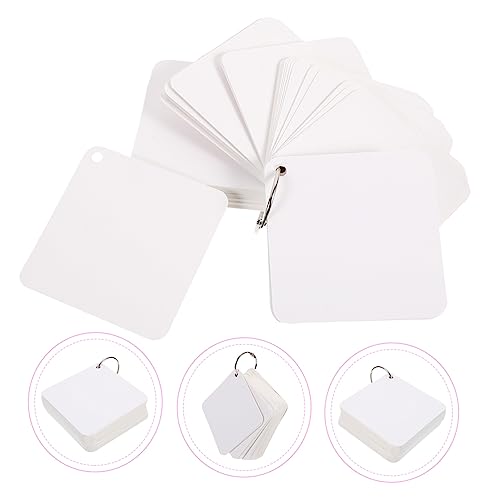 Holibanna 1 Set Blank Flash Cards with Binder Rings Pre Hole Punched Notecards for Studying Multipurpose Cards for Projects and Lightweight for Easy Carrying - size: 9.8X9.8X0.01CM