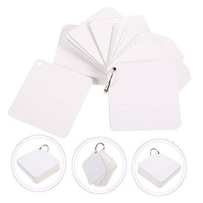 Holibanna 1 Set Blank Flash Cards with Binder Rings Pre Hole Punched Notecards for Studying Multipurpose Cards for Projects and Lightweight for Easy Carrying - size: 9.8X9.8X0.01CM