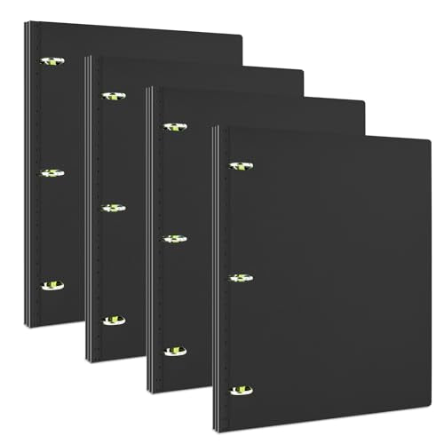INFUN 1 Inch Telescoping 3 Ring Binder- 4 PCS-Black, Portable Plastic Binder with Telescoping Spine, 3 Ring Binders with Foldable Front Cover Holds 8.5" x 11" Paper for School,Office and Homes - color: Black, size: 1 Inch, style: 4 PCS