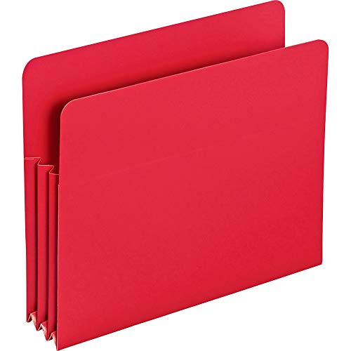 Smead Poly File Pocket, Straight-Cut Tab, 3-1/2" Expansion, Letter Size, Red, 4 per Box (73501) - color: Red