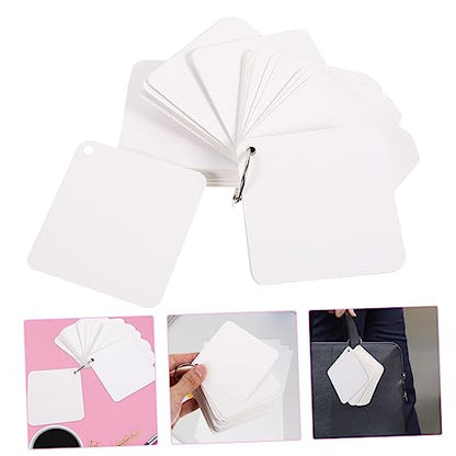 VILLCASE Diy Blank Index Cards Single Hole Punched Study Flash Cards for School Note Pad Binder Rings - size: 7.80X7.80X0.01CM