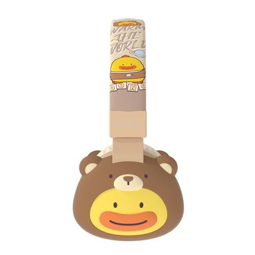 Icarer Kids Bluetooth Headphones with 85dB Volume Limiter, Bluetooth 5.4 & 20H Playtime, Ultra-Soft Foldable Over-Ear Headset with Mic, FM/TF/Wired Mode, Cute Animal Design for School Travel (Brown) - color: Brown