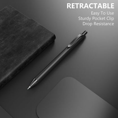 Hiacry 8 Pcs Gel Pens, Quick-Dry Long Lasting Ink, 0.7 MM Fine Point Black | Smooth Writing Retractable Pens, No Bleed No Smear, Note Taking, Journaling, School Office Supplies Home Daily Use Work - color: Black Ink-8pcs