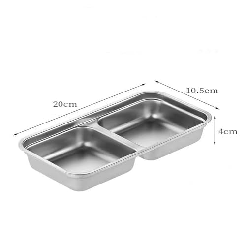 Snack Containers Reusable, Stainless Steel Double Compartment, Dishwasher- Reusable Condiment Containers with Lids - color: 2PCS